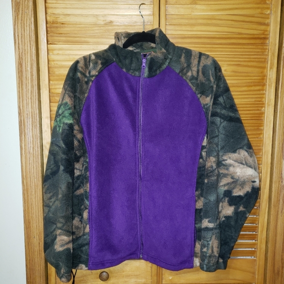 Trail Crest Jackets & Blazers - Trail Crest Zip Camo/Purple Large Fleece Jacket